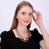 Halsband Amorcome Persönlichkeit 3 Schichten Halskette Vintage Goldene Silber Farbe Gebogene Metall Bar Anhänger Leder Seil Kette Collares