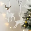 Decorações de Natal Árvore Pendurada Pingentes Glitter Pequeno Xmas Deer Oranments Elk Feliz Decoração Feliz Ano Branco 230907