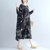 Robes décontractées Robe Automne 2023 Printemps Femme Littéraire Oversize Lâche Folk O Cou Manches Longues Boho Chic Coréen TA1237