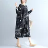 Abiti casual Abito Autunno 2023 Primavera Femminile Letterario Oversize Allentato Folk O Collo Manica lunga Boho Chic Coreano TA1237