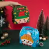 Christmas Cake Muffin Boxes Foldable Treat Paper Boxes Santa Claus Xmas New Year Gift Packaging Bag Party Favor Supplies 908