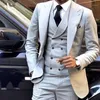 Abito da uomo grigio chiaro da uomo Slim Fit 3 pezzi Smoking dello sposo Groomsman Abiti da uomo personalizzati per traje hombre1327M