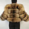 Women's Fur Faux Fur BEIZIRU Real Raccoon Fur Coat Women Winter Long Sleeve Natural Luxury Jackets Thick Top 230908