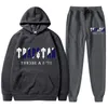 Mode nya mäns lapptäcke set casual par trapstar hoodie set