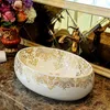 Porcelain China vessel sink Handmade Ceramic wash basin Lavobo Round Countertop bathroom sink modern wash basin oval3045