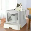 Other Cat Supplies Front Entry Top Exit Cat Litter Box with Lid Foldable Large Kitty Litter Boxes Cats Toilet Including Plastic Scoop 230908