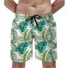 Men's Shorts Palm Leaves Board Black White Geometry Hawaii Short Pants Custom Surfing Quick Dry Swimming Trunks Birthday Present