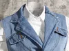 Kvinnors jackor twotwinstyle oregelbunden cross denim kappa för kvinnor hög midja ihålig ut casual kort toppar kvinnlig sommar mode stil 230908