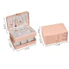 All-Match Stor dubbelskiktsmycken Box Pu Leather Necklace Earring Ring Holder Casket Makeup Storage Organizer Box For Gifts 17*12*8cm