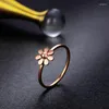 Cluster Rings Daisy Ring For Women Girls Flower Rose Gold Silver Color Titanium Steel Accessories Fashion Jewelry Gift (GR284)