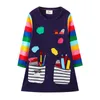 Robes de fille Jumping Meters 2 8T Vente d'école pour enfants avec poches stylo broderie à manches longues automne enfants robe de style preppy 230909