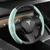 Tesla rattskydd för Tesla Model 3 Model Y Model S Black Red Carbon Fiber Leather Anti-Fur Sport ratt256G