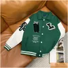 Mensjackor Designer Jacket Varsity Coats Men Leather Coat Flocked Sleeve Baseball Uniform Fashion Button Plus Drop Delivery Apparel DHT8H