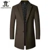 Мужское полушерстяное мужское шерстяное пальто, однотонное, тонкая ветровка средней длины, теплое износостойкое мужское шерстяное пальто, деловая официальная одежда, повседневная куртка 230908