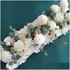 Decorative Flowers Wreaths Silk Peony Rose Artificial Flower Row Diy Wedding Wall Arrangement Decor Iron Arch Backdrop Garland 50/ Otol4