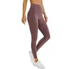 L037 Einfarbige Fitness-Strumpfhose mit hohem Bund, Yogahose mit elastischen T-Linien-Leggings, Nacktgefühl-Jogginghose mit Bundtasche W302B