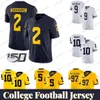 9 J.J. Maglia McCarthy College Football 2 Blake Corum Cade McNamara 10 Tom Brady 4 Jim Harbaugh 5 Jabrill Peppers Aidan Hutchinson Maglie blu gialle bianche tutte cucite