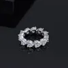 Projekty 925 Srebrna złota Kobieta Eternity Serce Kształt Pierścień Diamond 290D