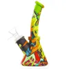 Latest Colorful Innovative Silicone Bong Pipes Kit Waterpipe Glass Filter Handle Funnel Bowl Herb Tobacco Cigarette Holder Portable Smoking Bubbler Handpipes