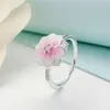 Pink Magnolia Bloom Rings Women Authentic 925 Silver Wedding Gift Jewelry Ster for Pandora CZ Diamond Flower Engagement Ring مع 259H