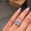 Bague de promesse de cour en argent sterling 925, 3ct 5A, Zircon cz, bague de fiançailles, de mariage, pour femmes, bijoux de soirée, 220F