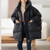 Women's Jackets Lagabogy 2023 Winter Women 90 White Duck Down Jacket Casual Loose Over Size Warm Parka Female Drawstring Hooded Puffer Coat 230908