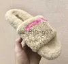 Slippers Hele Vrouwen C Print Lamswollen Slipper Parijs Merk Wollen Pluche Slippers Lamsvacht Sandalen Dames Platte Hak Bont Slijtage Slippers Hom8587345 x0909