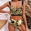 Traje de baño para mujer Traje de baño para mujer Conjunto de bikini retro vintage Push Up Traje de baño Bikini de cintura alta Trajes de baño impresos Ropa de playa de verano Traje de baño L230909