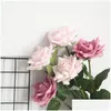 Decorative Flowers Wreaths 5Pcs/Lot Large Rose Artificial Latex Real Touch Silk For Home Decoration Wedding Bouquet Party Design F Otwaf