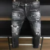 Jeans masculinos novos homens jeans buraco luz azul escuro cinza Itália marca homem calças skinny slim reto biker jean para qualidade superior 28-40 tamanho dsql7khu x0911