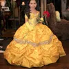 Gelbe Retro-Prinzessin Ballkleid Blumenmädchenkleider Spitze Taft Kleines Mädchen Festzugskleider 2022 Kleinkind Partykleider253q