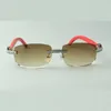 Lunettes de soleil en bois diamant XL 3524026 avec pieds en bois rouge naturel et verres 56 mm