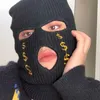 Cykelmössor masker vinter full ansikte täcker guld pengar broderi skidmask hattar för kvinnor män 3 hål balaclava armé taktisk cs war223n