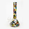 Kit de tuyaux en verre de style narguilé en silicone à motif coloré avec poignée bol filtre à tabac à herbes sèches pipe à eau chicha fumer des plates-formes à huile de cigarette porte-bong pipes à main