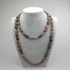 ST0004 Square picasso jasper Bead 42 inch Knotted Long semi precious stone necklaces New Design Necklace 288l