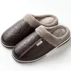 Slippers Men's slippers Home Winter Indoor Warm Shoes Thick Bottom Plush Waterproof Leather House slippers man Cotton shoes 230908