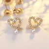 Orecchini a bottone in argento 925 con cuore dolce amore OL con brillanti cristalli di diamanti bling Orecchini in oro 18 carati di lusso con perle di design orecchini e324H