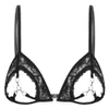 Soutien-gorge Ensembles Femmes Dentelle Garniture Découpe Lingerie Costume Transparent Anneaux En Métal Crop Soutien-Gorge Hauts Avec Creux Taille Basse Crotchless G-string230I