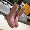 High quality long boots designers classic woolen boots woven canvas for warmth luxurious printing flat bottoms and knee length