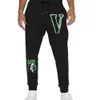 Vlone calças masculinas primavera e outono leggings esportivos moda impressão padrão caiu perna larga solta calças casuais design de moda