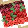 Decorative Flowers Wreaths 25Pcs/Box Artificial Blush Roses Realistic Fake W/Stem For Diy Wedding Party Bouquets Baby Shower Home Otsfv