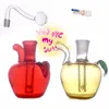 Gros nouveau narguilé en verre coloré Apple Mini voyage brûleur à mazout en verre bongs fumer dab rig conduites d'eau avec tuyau et bol en silicone