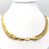 Mens Miami Cuban link Chain Necklace 18K Gold Finish 10mm Stamped Men's Big 24 Inch Long Hip Hop235R