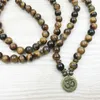 SN1148 Modna Tiger Eye 108 Mala Bransoletka om Buddha Bransoletka lub naszyjnik Bransoletka do jogi 4 Bransoletka z kamienia naturalna 294U