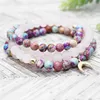 MG1342 Naturalny 6 mm matowy kwarc Rose Wrap 108 Mala Bransoletka Moda Kobiet Purple Jasper Moon Charm Healing Duchowa biżuteria 273r