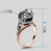 Trendy Rose Gold Kolor Pierścień Big Grey Pearl Women LEAF Trenda Jewellery Drop Anelos Aneis Bague Femme Oświadczenie Jewe245h