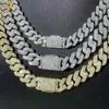 Fina smycken Hip Hop 925 Sterling Silver VVS Moissanite Diamond Iced Out Miami Big 10 mm 12mm Cuban Link Chain Halsband för män