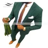 Nieuwe Koffie Mannen Pak Mode 2 Stuk Notch Revers Platte Smoking Bruidsjonkers Blazer Voor Bruiloft Afstuderen Party240g