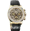 Luxury Mens Diamond Watches 116588 116595 18k Yellow Gold Tiger Watch Automatic movement Crystal Wristwatch No Chronograph Christmas present