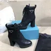 Boots 2022 Luxury Designer Woman Fashion Boots Leather and Nylon Fabric Booties Women Ankle Biker Australia Platform Heels Winter Sneakers With Q230910